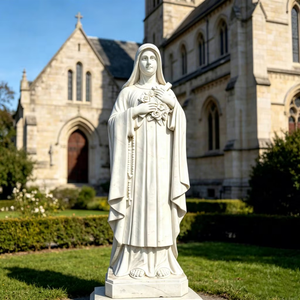 Sculptures de Jardin en Pierre Taille Réelle de la Sainte Vierge Marie, Sculptures Religieuses Catholiques Personnalisées en Marbre pour Église - Product Image 5