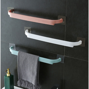 Plastic shoe rack, no <b>drilling</b> required, extended double-bar wall-mounted slipper rack, household colorful self-adhesive towel - Product Image 5