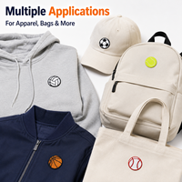 Prêts à expédier : Écussons sportifs, badges brodés de football et de basketball, appliques thermocollantes de baseball pour casquettes. Vente en gros, en stock.