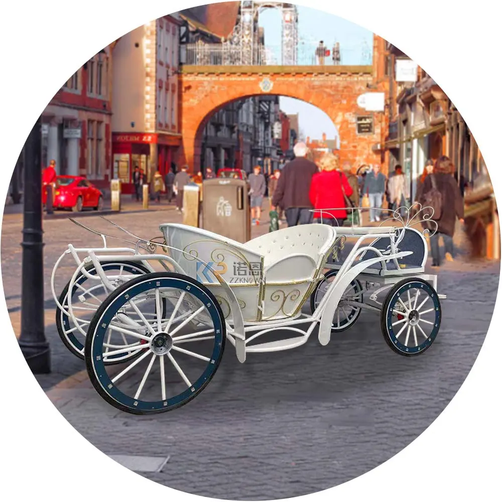 Yüksek kalite zarif kabak beyaz düğün son tasarım fantezi külkedisi arabası at çizilmiş dört tekerlekler at arabası