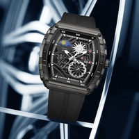 WLISTH Montre analogique à quartz élégante et sportive de style barillet, avec calendrier, boîtier en alliage, bracelet en silicone, verre minéral trempé, 30M