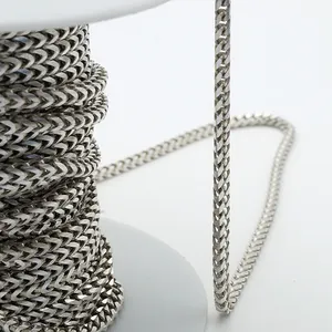 Real Pure 925 Sterling Silver Franco Chain Roll 3mm Fox Tail Chain For Necklace Jewelry Making Supplies