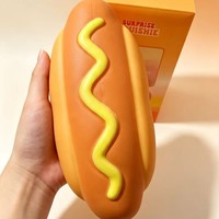 Jouet anti-stress à presser en TPR, très grand, en forme de hot-dog simulé, le plus vendu pour la décompression