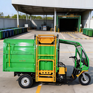 Veicolo Multifunzionale a 3 Ruote per Rimozione Rifiuti, Mini Camion della Spazzatura con Contenitore Laterale, Camion Elettrico per Rifiuti - Product Image 3