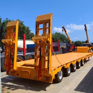 Nuevo Semirremolque de Plataforma Baja de Acero 100T, Suspensión Mecánica, 5 Ejes, Cuello Giratorio, Camión de Transporte de Carga, Superventas - Product Image 2