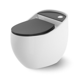 <span class=keywords><strong>WC</strong></span> en céramique KD-20CTB au design <span class=keywords><strong>vintage</strong></span> noir et blanc, sanitaires de Chaozhou, toilette en forme d'œuf à poser au sol - Product Image 1