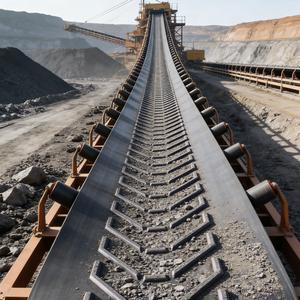 Bande transporteuse industrielle en caoutchouc EP400/<span class=keywords><strong>4</strong></span> de 5 mm de hauteur, motif en V en chevron, PVC, PU, nylon, nouvelle bande transporteuse en caoutchouc EP pour concasseur de pierres - Product Image 5