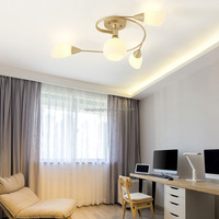 Plafonnier LED moderne en fer et verre, lumière blanc chaud 3500K, commande par interrupteur, garantie 3 ans, montage en surface pour éclairage de salon