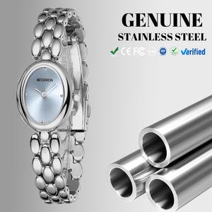 Reloj de Cuarzo para Mujer en Acero Inoxidable Genuino, Caja Ovalada, Cristal Mineral, Cierre Plegable, Estilo Antiguo, Lujoso, Resistente al Agua 5BAR - Product Image 2