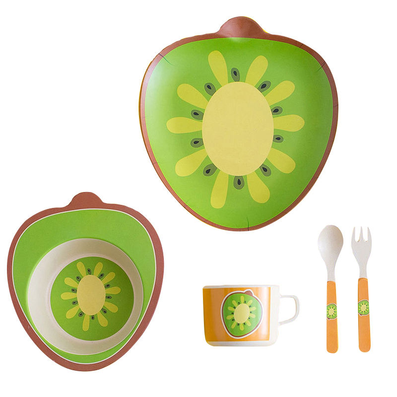 Biodegradable Bamboo Fiber Dinnerware Set for Kids Camping OEM