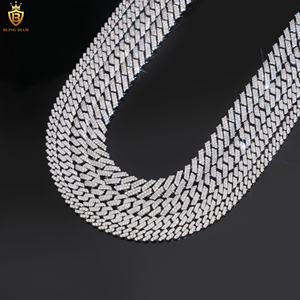 핫 세일 아이스드 아웃 6/8/10/12mm 925 실버 VVS 모이사나이트 쿠반 링크 체인 목걸이 팔찌 남성 다이아몬드 테스트 통과 힙합 GRA - Product Image 3