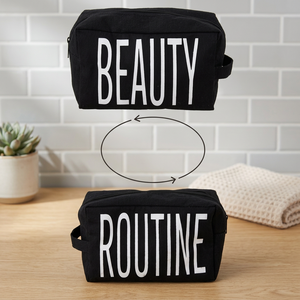 Bigismore Borsa Clutch Multiuso da Viaggio, Organizer per Vestiti, Nero + Bianco, Cotone e Poliestere, 21x14x8cm - Product Image 2