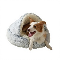 Coussin pour chat et chien en forme de coquille, résistant au lavage, chaud pour l'hiver, semi-fermé, pour toutes les saisons