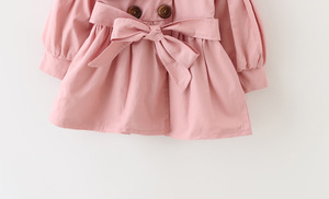 Ropa Infantil de Boutique al por Mayor de Alta Calidad, Vestido Casual Rosa con Cuello Redondo y Encaje para Otoño, Vestidos de Oficina para Niñas - Product Image 2
