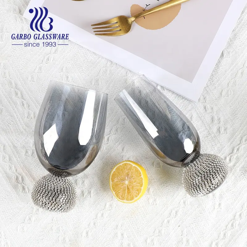 EW designs-copa de vino de color gris con diamante en el vástago para Bar, diseño de lujo, cristalería en Barra de belleza China