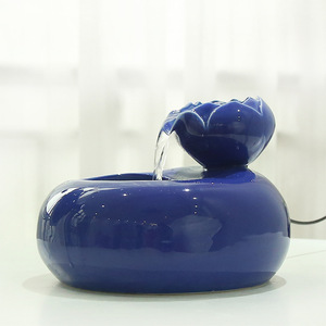 Fuente de agua para gatos de cerámica con diseño de loto rosa, fuente automática de circulación para mascotas de escritorio para gatos - Product Image 2