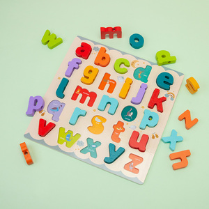 Trẻ mẫu giáo bé trai bé gái bảng phân loại chữ cái ABC hai mặt đồ chơi học tập sớm Quà Tặng bảng chữ cái bằng gỗ khối câu đố - Product Image 2