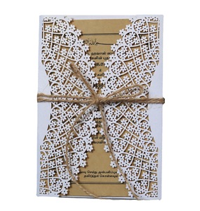 Vente en gros de cartes d'invitation découpées au laser à couverture rigide rustique, blanches et creuses, invitations de <span class=keywords><strong>fête</strong></span> de luxe VIP - Product Image 5