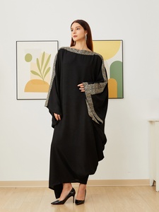 strapless open back dress Helena Black Kaftan | Elegant Caftan Dress main image 1