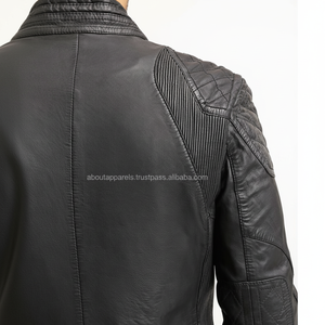 Chaqueta de Cuero Nueva, Negra y Blanca, para Mujer, Chaqueta de Cuero Auténtico Suave - Product Image 1