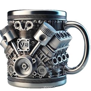 Sınır Ötesi V8 Motor Kupası, V6 Yaratıcı Kupa, Reçine El Sanatı, Lüks, Niş Mekanik Motor Süsü - Product Image 5