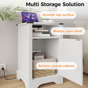 Comodino Rustico in Legno Stile Fattoria con Stazione di Ricarica per Camera da Letto e Soggiorno, 16 P x 16 L x 25 H, Set da 1 Pezzo - Product Image 4