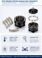 Aimants néodyme N52H en arc pour rotors de drones FPV, cloches de rotor, pilotes et fabrication en série