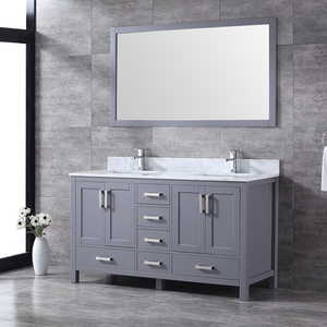 Meuble-lavabo de salle de bain moderne en bois massif de qualité supérieure, résistant à l'eau, design écologique, surface facile à nettoyer, idéal pour appartement de style ferme, avec miroir - Product Image 2