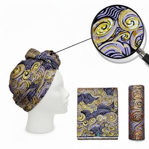 Tissu Pagne Africain 100% Coton Nigeria Gold Sand Wax, Motifs Tourbillons Violets Éclatants, Tissu Ankara Wax Kente Doux et Scintillant - Product Image 3
