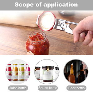 Ouvre-bocal multifonctionnel en acier inoxydable écologique pour restaurant, cuisine et camping – Ouvre-bouteille manuel réglable sans effort - Product Image 4