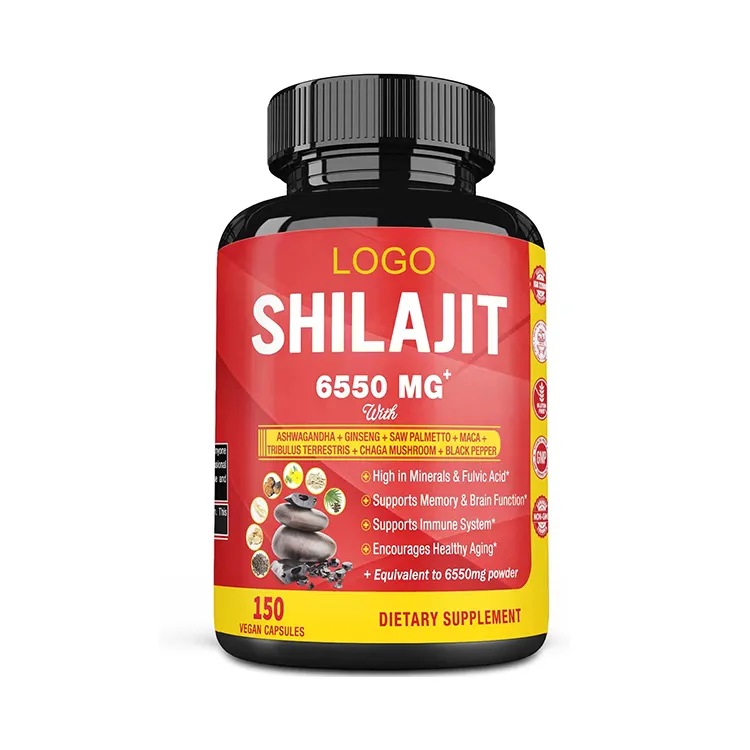 Private Label Pure Shilajit Extract capsule Powder Complex Pills Brain Boost supporto immunitario
