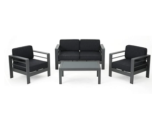 Ensemble <span class=keywords><strong>de</strong></span> canapés <span class=keywords><strong>de</strong></span> patio extérieur en aluminium antirouille, 4 pièces, avec coussins épais lavables, mobilier <span class=keywords><strong>de</strong></span> conversation moderne et minimaliste - Product Image 1