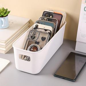 Boîte de rangement de bureau rectangulaire blanche sans couvercle, panier de rangement pour téléphone, papeterie et cosmétiques, type sur pied - Product Image 2