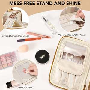 Bolsa de Maquillaje de Viaje, Bolsa de Aseo Ligera de Apertura Amplia para Mujer, Organizador de Cosméticos Portátil con Asa para Accesorios - Product Image 3