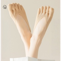 Chaussettes invisibles pour femmes, fines, respirantes, en maille, antidérapantes, à cinq doigts, pour chaussures plates
