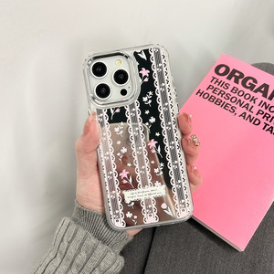 <span class=keywords><strong>Coque</strong></span> de téléphone en dentelle à motif floral effet miroir pour <span class=keywords><strong>iPhone</strong></span> 17 16 15 14 Pro Max 14 Pro, protection anti-chute, film de protection d'objectif pour femmes 13 <span class=keywords><strong>12</strong></span> - Product Image 2