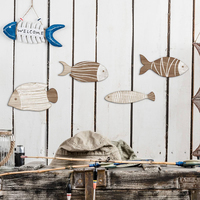 Thème côtier 4 pièces poisson en bois décorations murales rétro lac maison océan salle de bain chambre Accents plage voile poisson Sculptures