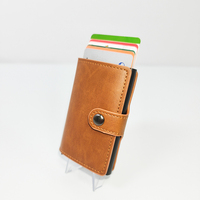 Portefeuille personnalisé pour homme, porte-cartes RFID, portefeuille en cuir PU, étui à cartes en aluminium, portefeuille pop-up pour homme