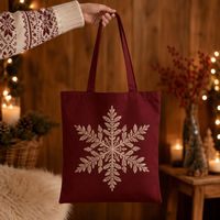 Meilleur sac personnalisable en tissu de coton léger, prêt à l'emploi et sur mesure, avec motif étoile givrée de Noël, idéal pour le marché et la vente.