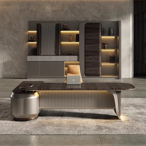 Scrivania Presidenziale a L in MDF con Tecnologia Moderna, Pannello Laccato, Arredamento per Ufficio e Sala Riunioni, Ufficio Modulare - Product Image 4