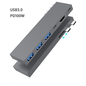 Estación de acoplamiento 6 en 1 para Macbook <span class=keywords><strong>Huawei</strong></span> Mate Pro Notebook Tipo-C HUB Ajuste de doble cabezal Aleación de aluminio USB 3,0 5gbps Stock - Product Image 6
