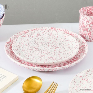 Wholesale Porcelain Splatter <b>Paint</b> Plate Round Ceramic Speckled Plate Custom Porcelain Plates Dinnerware Set - Product Image 5