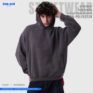 เสื้อฮู้ดดี้และเสื้อสเวตเชิ้ตผู้ชายพิมพ์ลายบาติกแบบกำหนดเอง ทรงโอเวอร์ไซส์ สไตล์วินเทจ ผ้าฟลีซซับใน คอปกบุ  ใส่สบายสำหรับฤดูหนาว - Product Image 5