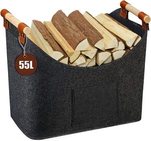 <span class=keywords><strong>Panier</strong></span> de transport en feutre grande capacité avec poignées renforcées pour bûches de poêle à <span class=keywords><strong>bois</strong></span>, idéal pour foyer intérieur - Product Image 1