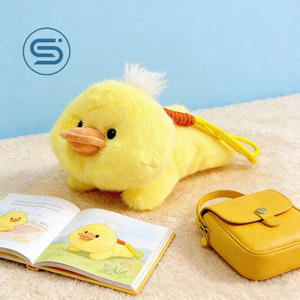 Peluche a forma di anatra in fibra di poliestere, texture morbida, design dettagliato, cuciture resistenti, adatto per il gioco al coperto - Product Image 3