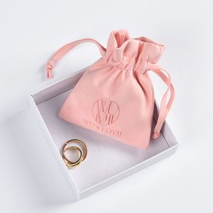 Pochette à bijoux en microfibre suédée avec logo imprimé, sac à bijoux en velours suédé avec cordon de serrage pour boucles d'oreilles - Product Image 2