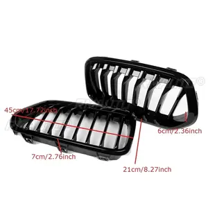 1 paire de grilles de calandre avant noires à ligne simple pour BMW F39 X2 M35i XDrive20d XDrive28i SDrive20i 2018 2019 2020 Noir brillant - Product Image 6