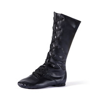 Bottes de danse jazz à tige haute en cuir verni or et argent BW1132, style cavalier, pour performance scénique