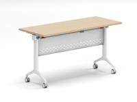 Table de formation rectangulaire mobile moderne à plateau rabattable, table de salle de conférence modulaire avec roulettes, pieds électroplaqués personnalisés, pour usage scolaire