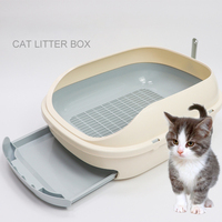 Litière pour chat double couche semi-fermée en plastique grande capacité, design tiroir détachable, pour animaux de compagnie (vente en gros)